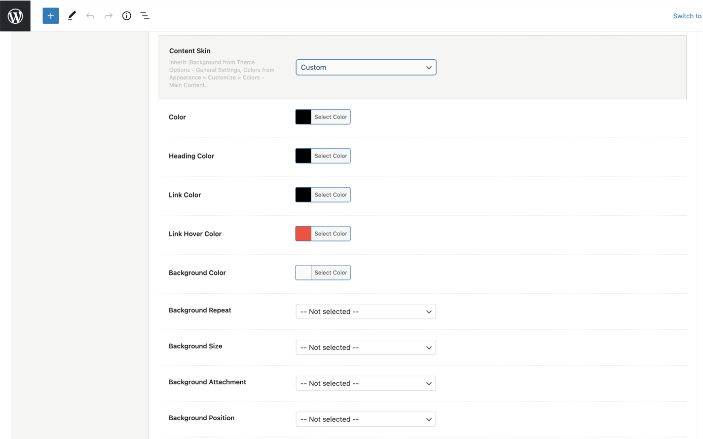 Content Skin Options in WeShop